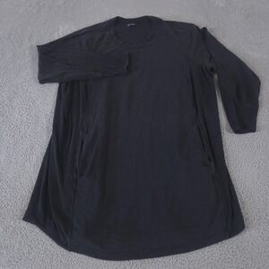 Athleta Balance Dress Womens 3X Black Long Sleeve French Terry Pockets Tencel